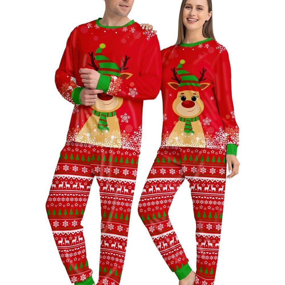 Festive Pajama Set Cozy Loungewear Sleepwear Holiday Comfort Stretch Fit
